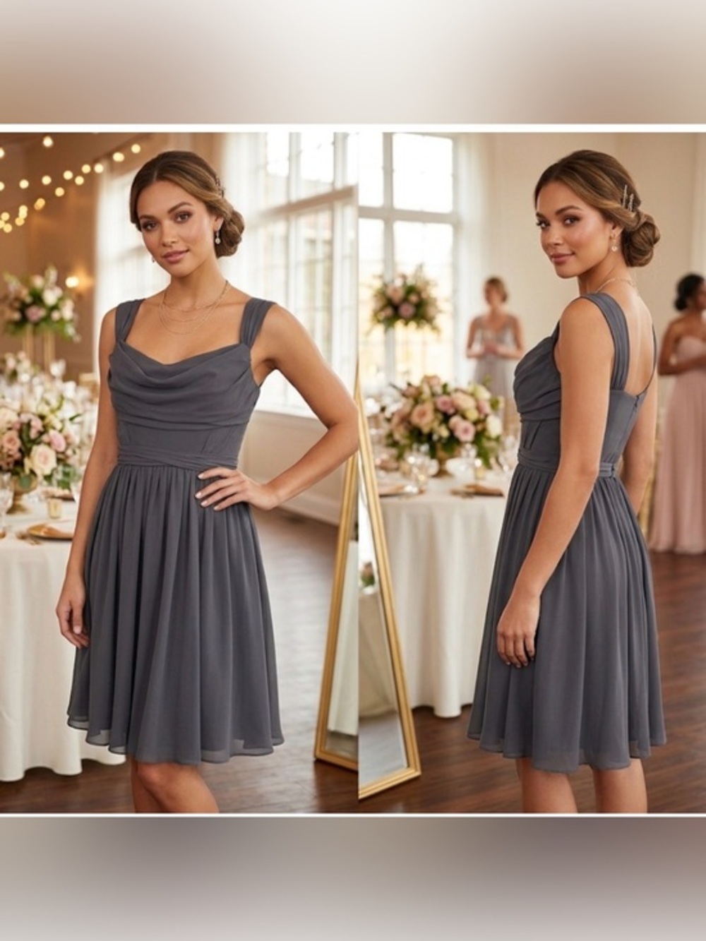 Wedding Season Ready🌸💕🌺NWT Vera Wang Chiffon Dress (Smoke) Size 14
